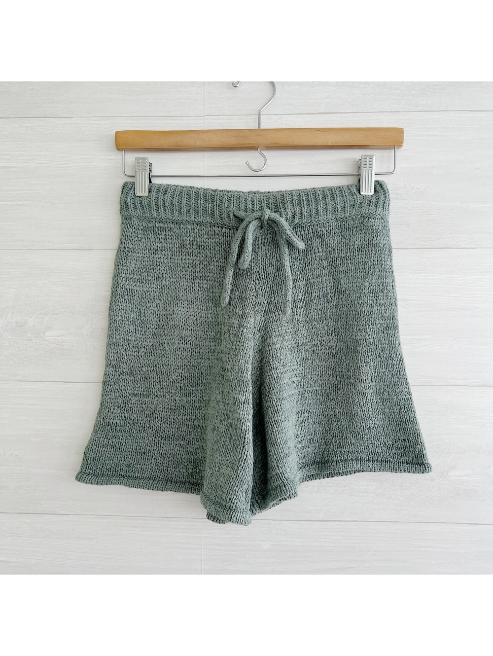 By Together Sage Green Knit Drawstring Lounge Shorts Women’s S Boho Coastal